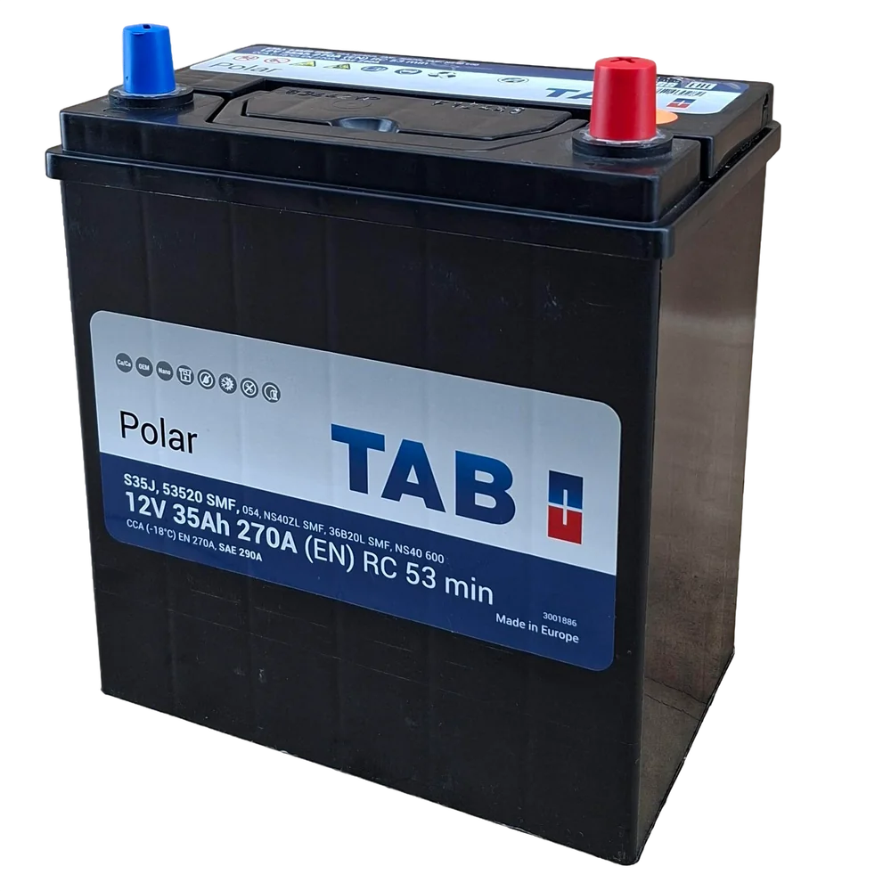 151R BCI; 290 CCA; 5X9X8"; 35 AH; 12 V; 53520 CAJA; POLARIDAD NO INVERTIDA; BATERIA TAB POLAR