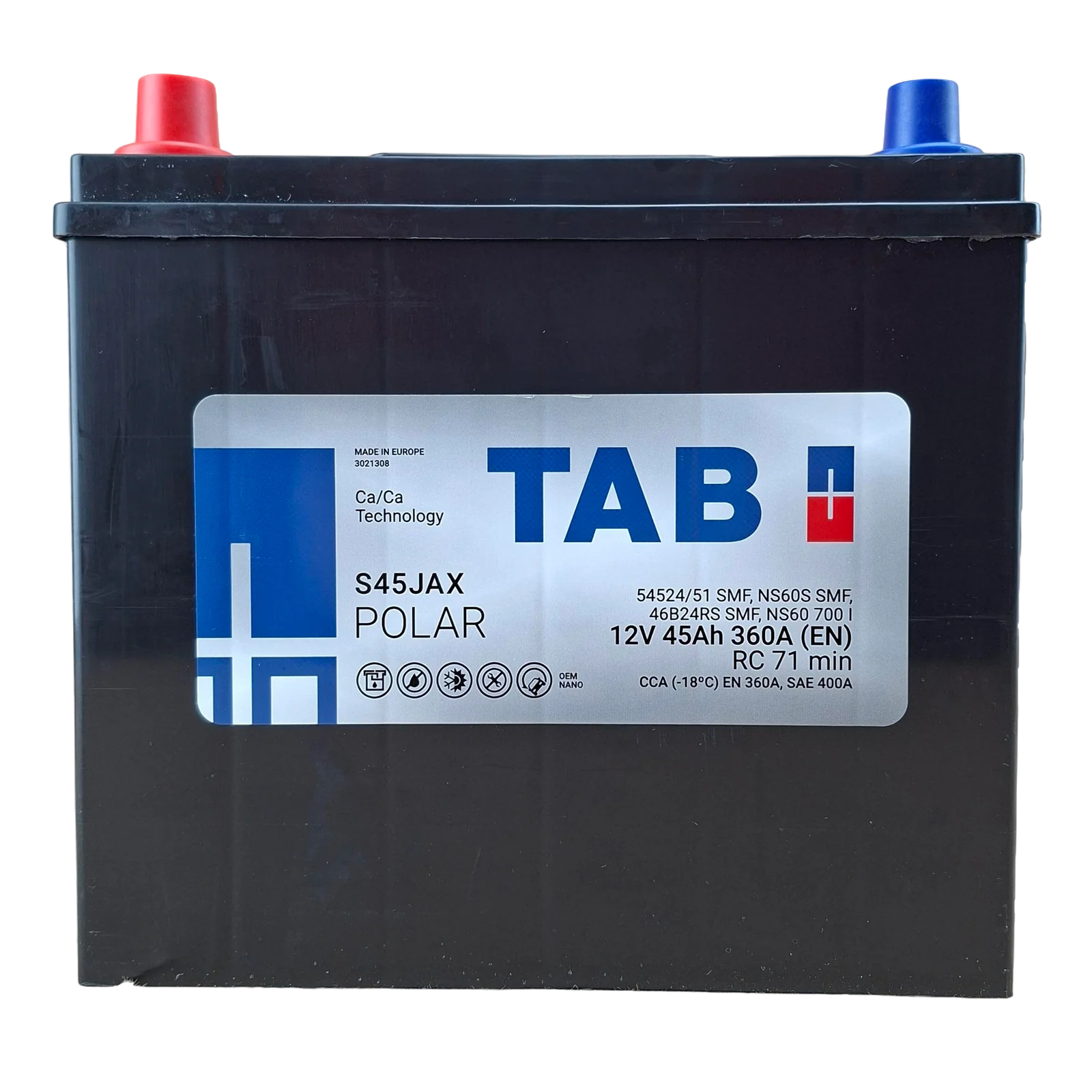 51 BCI; 400 CCA; 5X9X9"; 12 V; 54524/51 CAJA; POLARIDAD INVERTIDA; BATERIA TAB POLAR