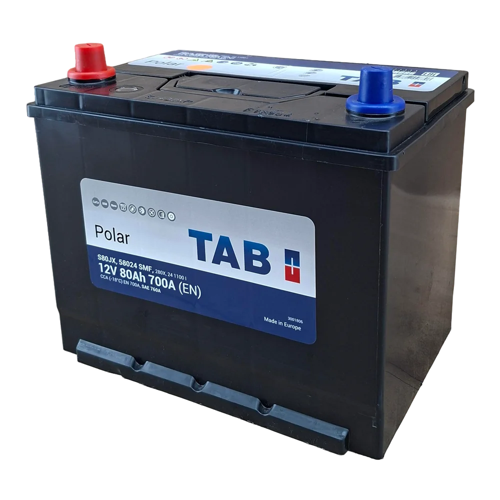 24R BCI; 760 CCA; 7X9X11¨; 80 AH; 12 V; 57024 CAJA; (SUSTITUYE A 24F) POLARIDAD INVERTIDA; BATERIA TAB POLAR