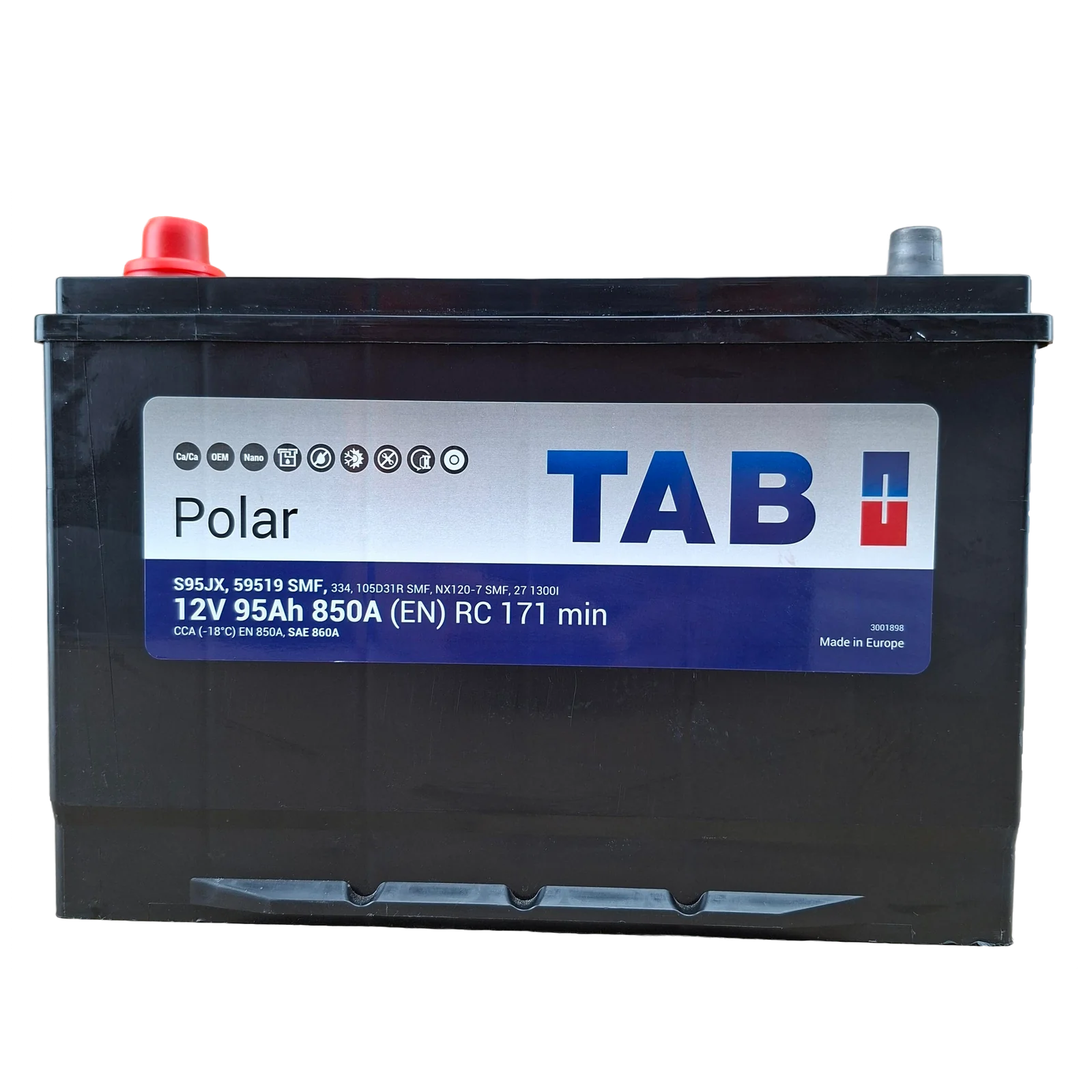 27F BCI; 860 CCA; 7X9X12¨; 12 V; 59518 CAJA; POLARIDAD INVERTIDA; BATERIA TAB POLAR