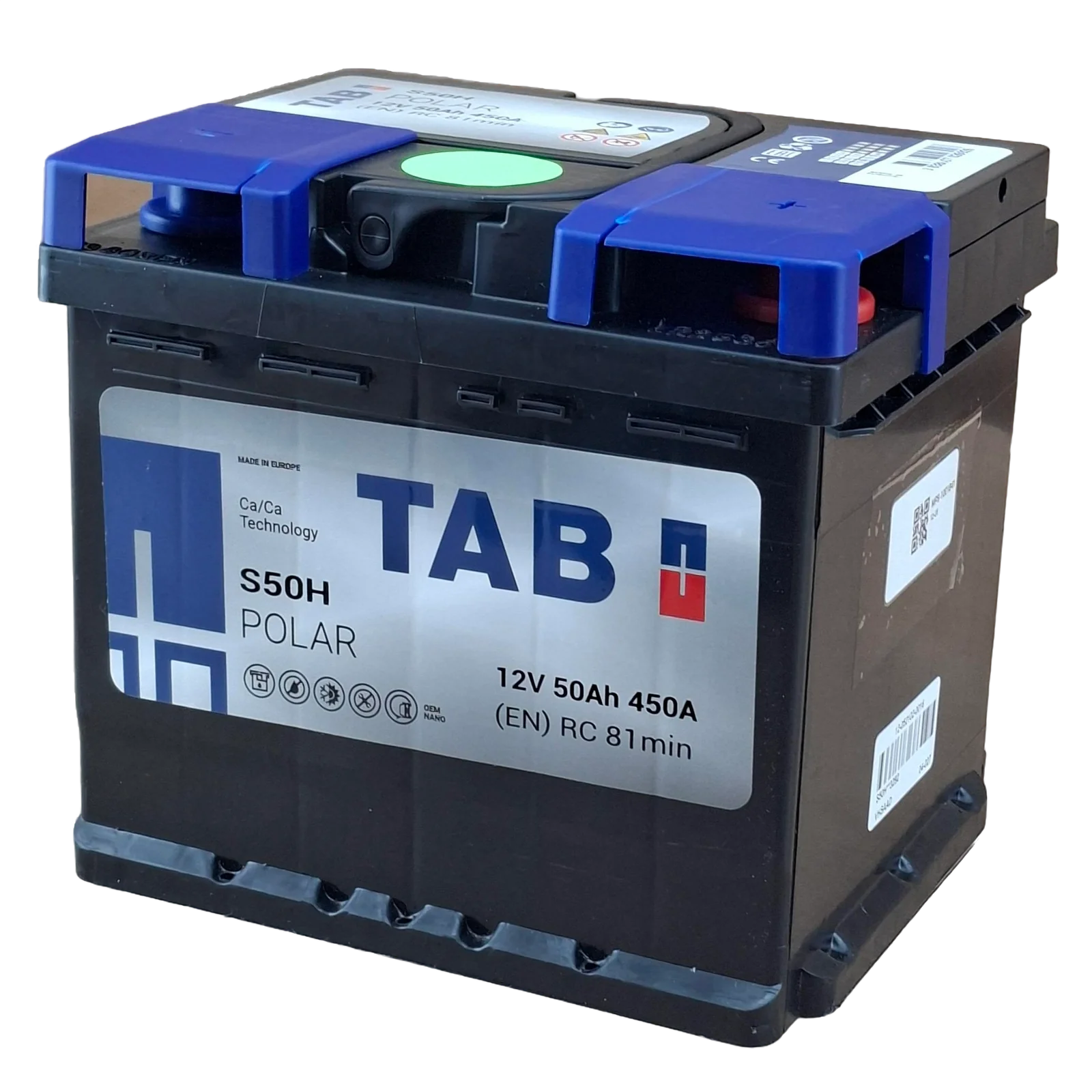 26R/140R BCI; 480 CCA; 7X7X8¨; 50 AH; 12 V; L1 CAJA; POLARIDAD NO INVERTIDA; BATERIA TAB POLAR