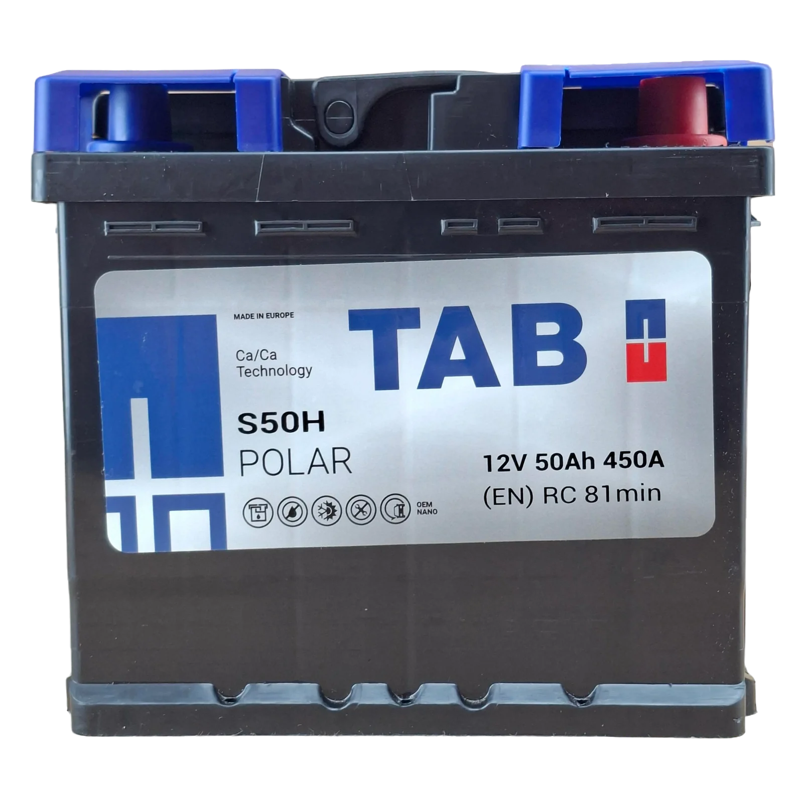 26R/140R BCI; 480 CCA; 7X7X8¨; 50 AH; 12 V; L1 CAJA; POLARIDAD NO INVERTIDA; BATERIA TAB POLAR