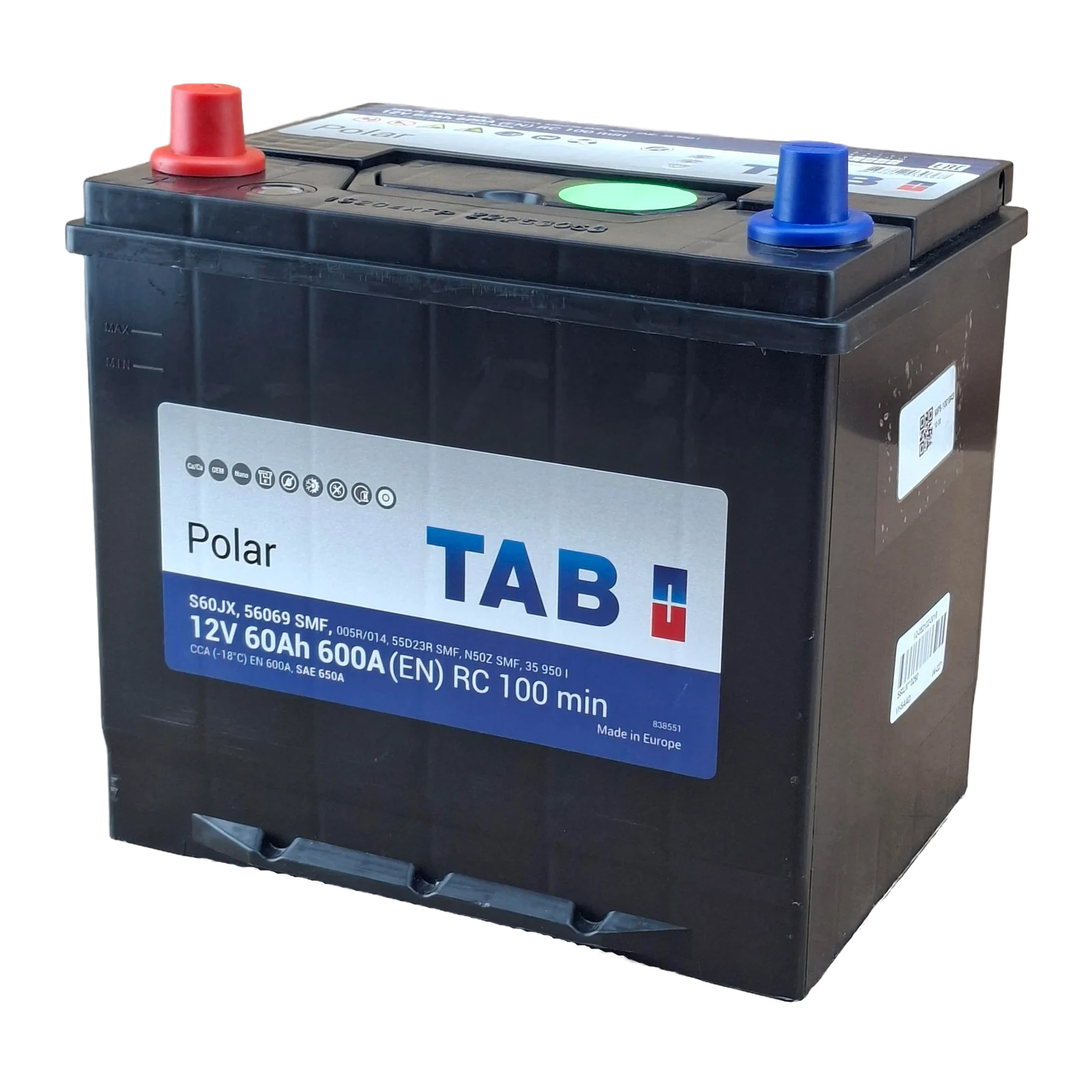 35R BCI; 650 CCA; 7X9X9¨; 60 AH; 12 V; 56069 CAJA; (SUTITUYE A BCI 21/25/86/75 ) POLARIDAD INVERTIDA; BATERIA TAB POLAR