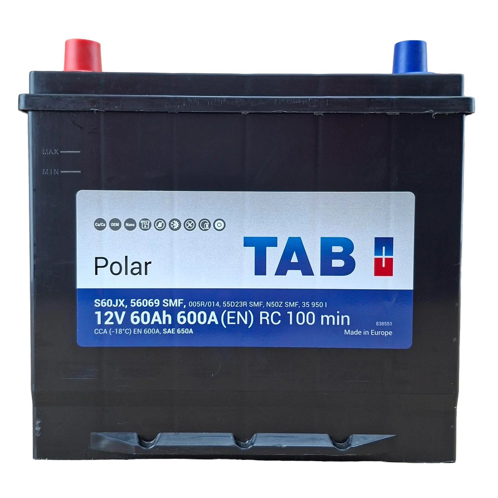 35R BCI; 650 CCA; 7X9X9¨; 60 AH; 12 V; 56069 CAJA; (SUTITUYE A BCI 21/25/86/75 ) POLARIDAD INVERTIDA; BATERIA TAB POLAR
