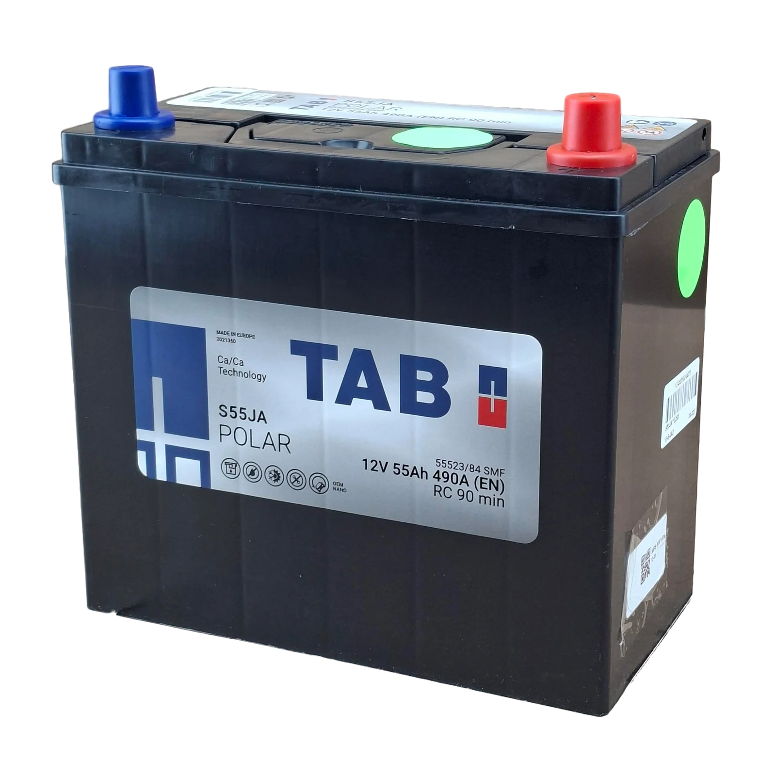 51R BCI; 490 CCA; 5X9X9"; 55 AH; 12 V; B24 CAJA; POLARIDAD NO INVERTIDA; BATERIA TAB POLAR