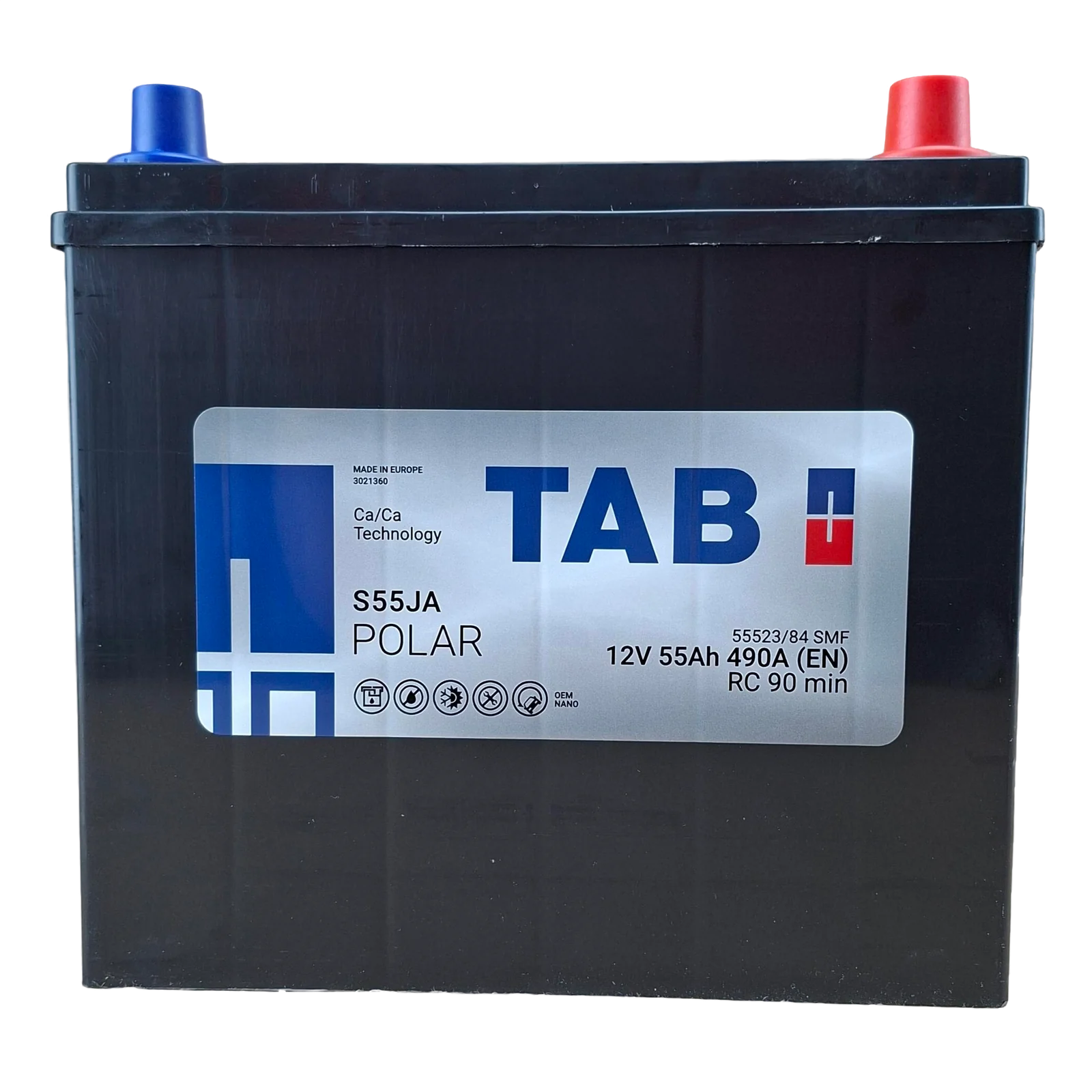 51R BCI; 490 CCA; 5X9X9"; 55 AH; 12 V; B24 CAJA; POLARIDAD NO INVERTIDA; BATERIA TAB POLAR
