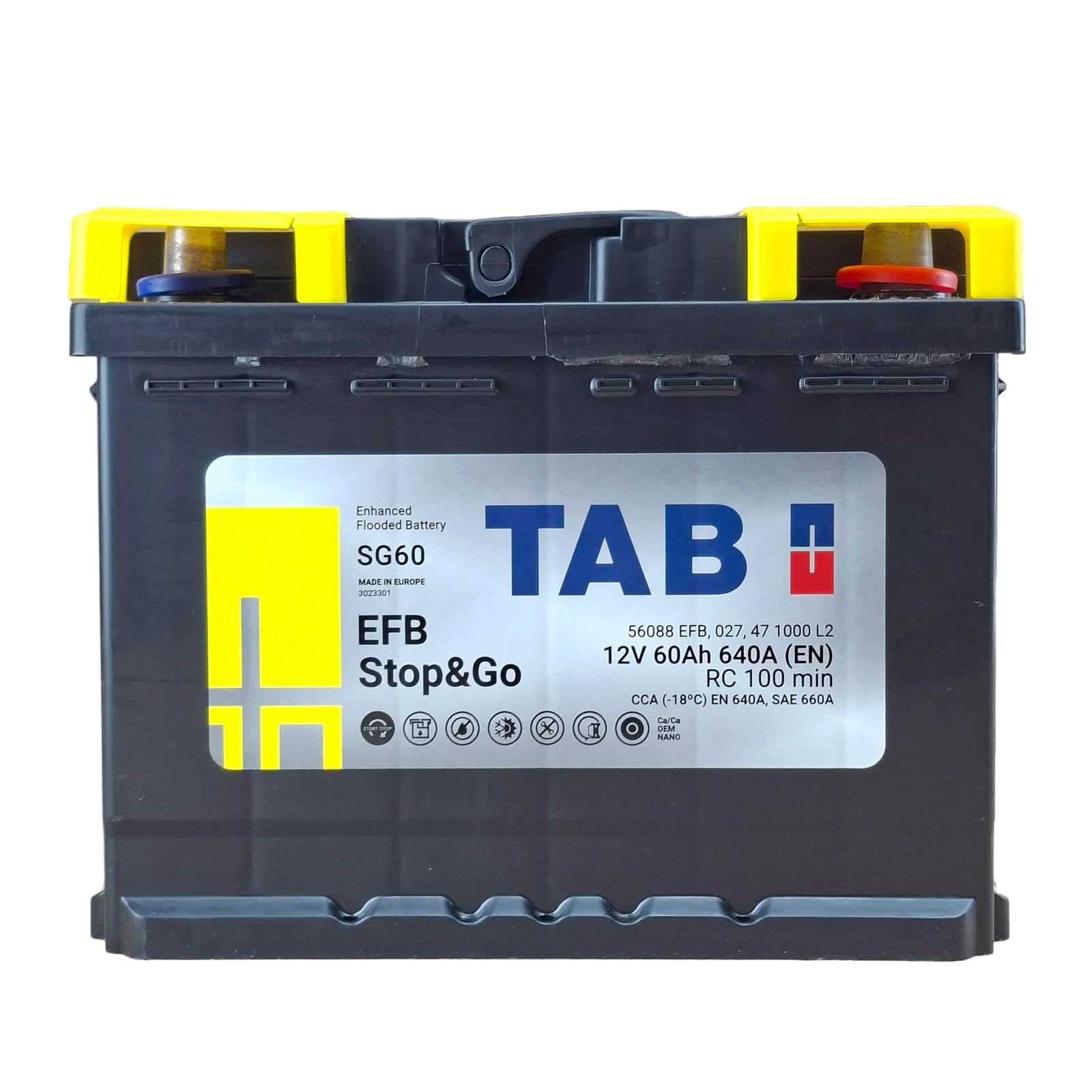 47 BCI; 660 CCA; 7X7X10¨; 60 AH; 12 V; L2 CAJA; (SUSTITUYE A CAJA 96R) POLARIDAD NO INVERTIDA; BATERIA EFB STOP & GO