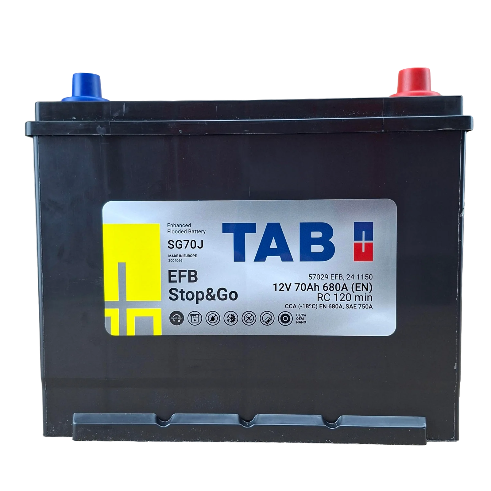 24 BCI; 700 CCA; 7X9X11¨; 70 AH; 12V; 57029 CAJA; (SUSTITUYE A BCI 124R) POLARIDAD NO INVERTIDA; BATERIA TAB EFB STOP & GO