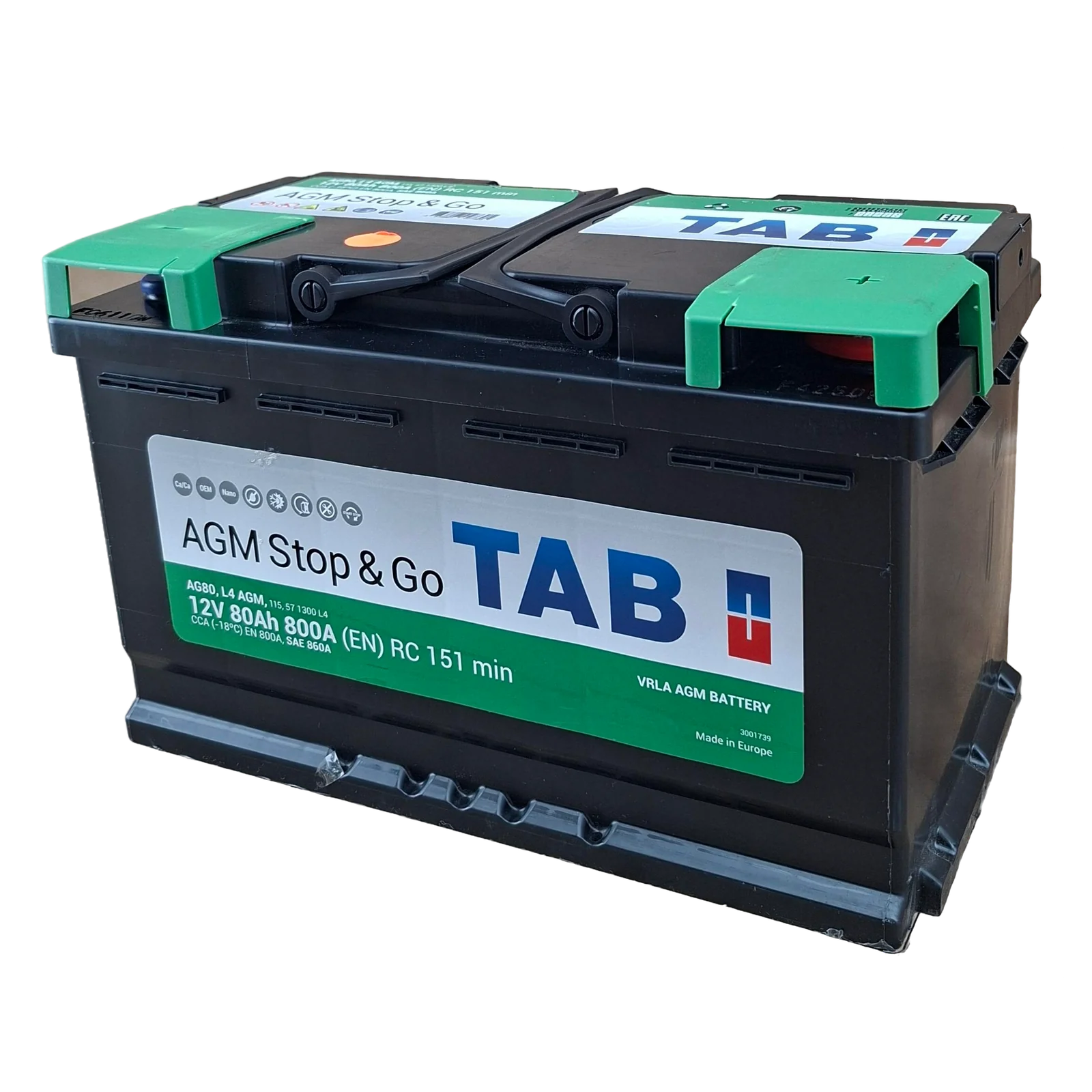 94R BCI; 860 CCA; 7X7X12¨; 12 V; L4 CAJA; POLARIDAD NO INVERTIDA; BATERIA TAB AGM STOP & GO