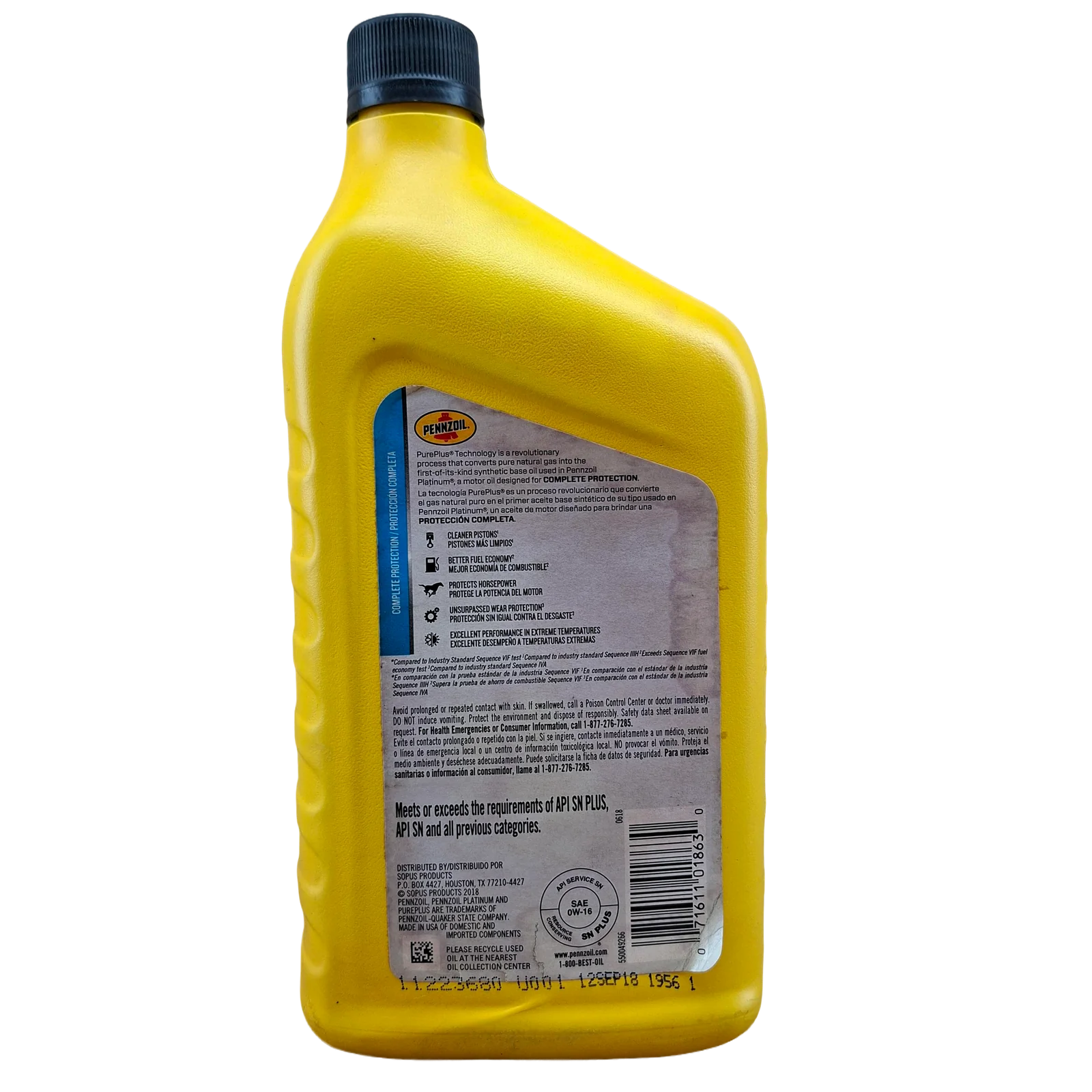 ACEITE 0W16; 100% SINTETICO; 1 QT