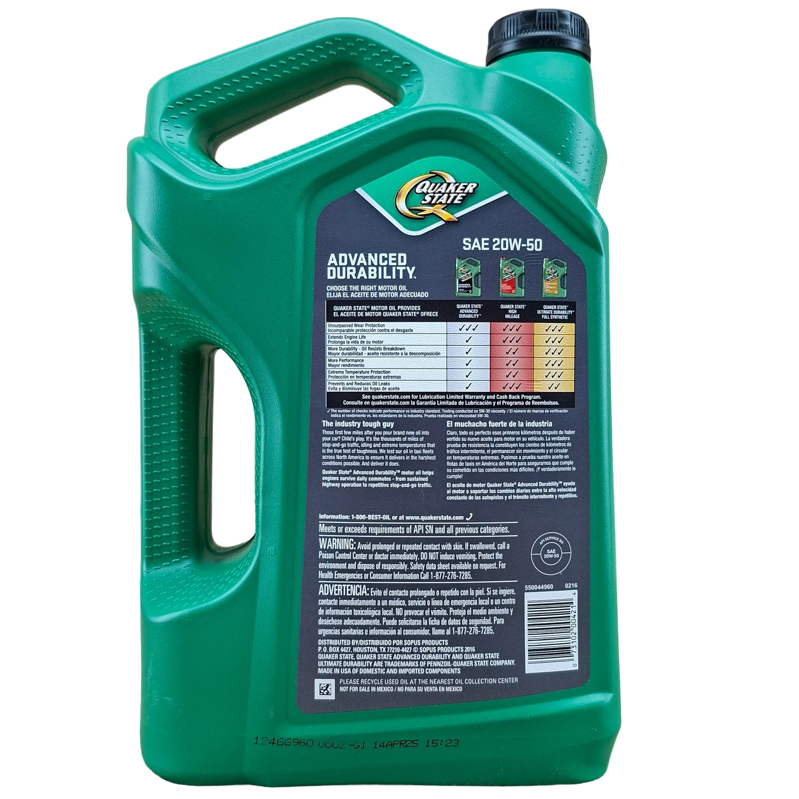 GARRAFA 5 1/4 ACEITE 20W50 QUAKER STATE 