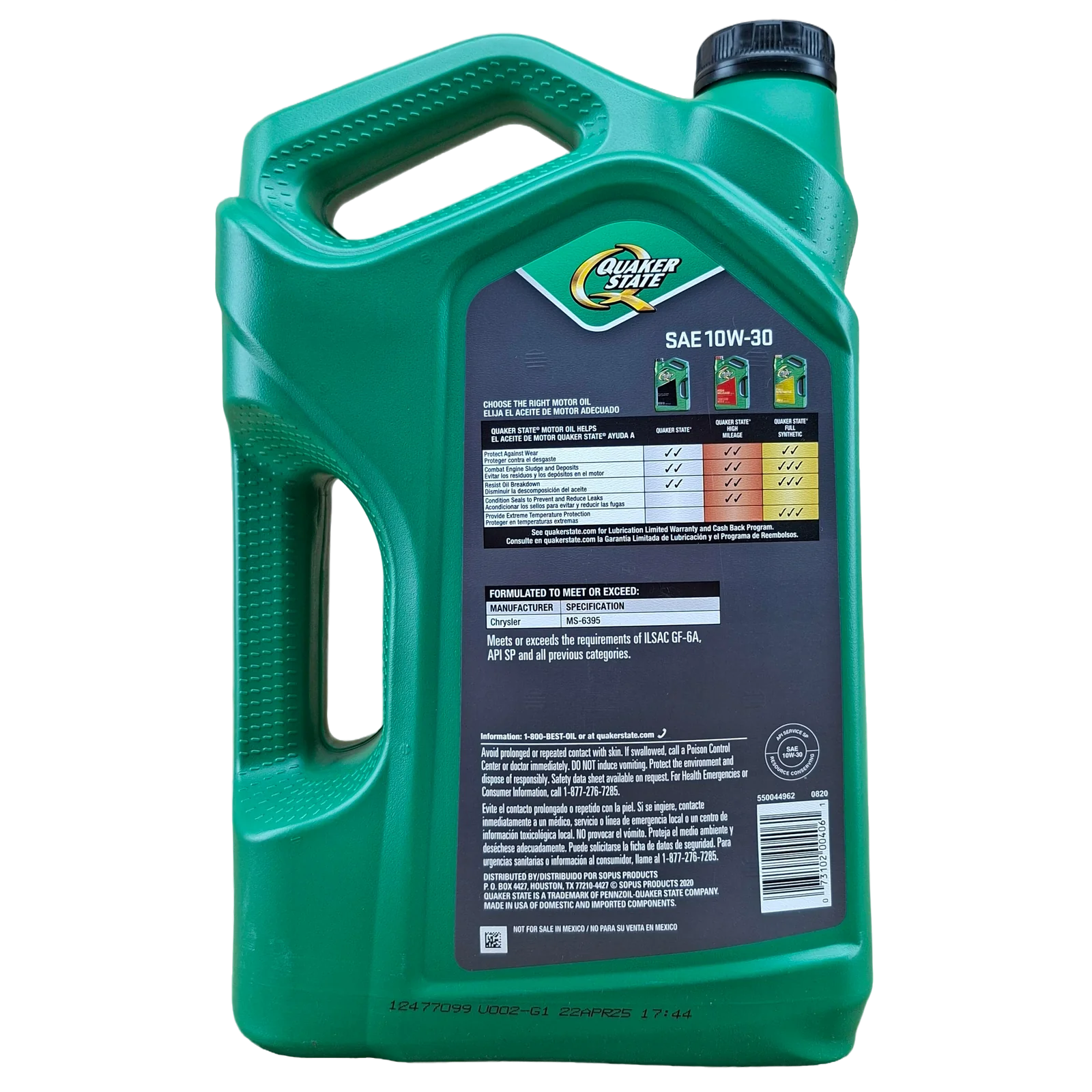 GARRAFA ACEITE SAE10W30 QUAKER STATE