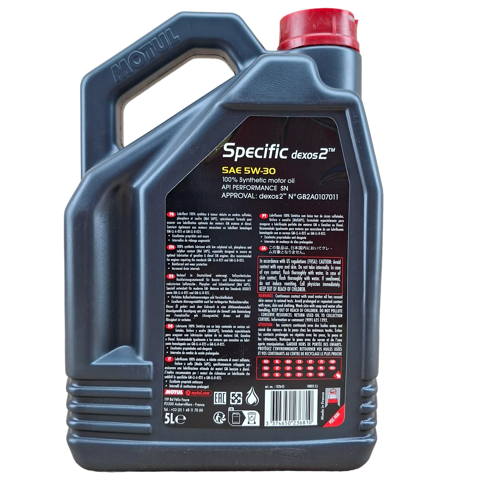 GARRAFA 5 LITROS 5W30 DEXOS 2 GM MOTUL