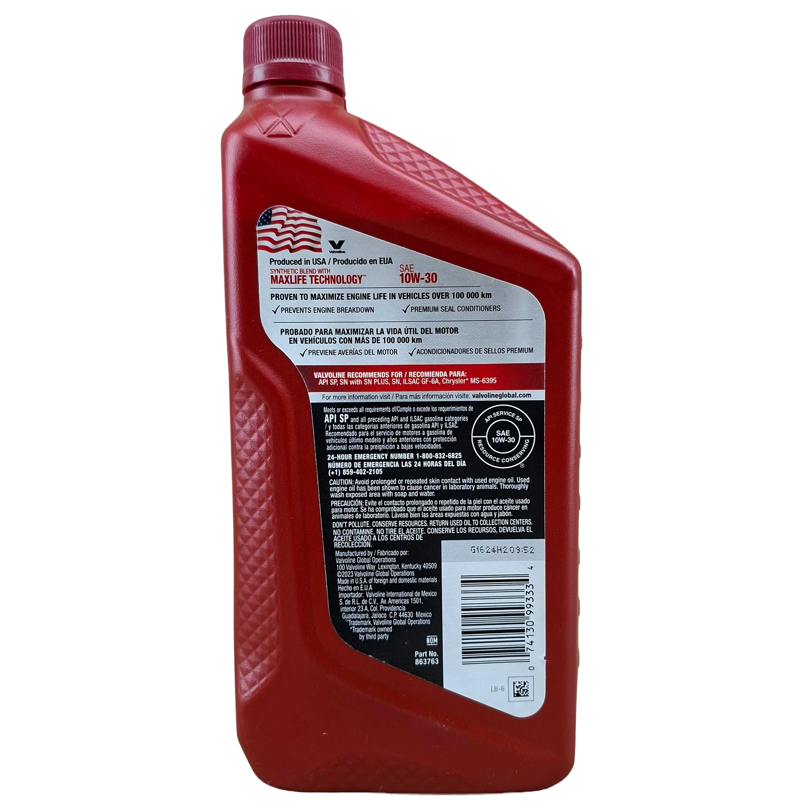 CUARTO 10W30 MAX LIFE VALVOLINE