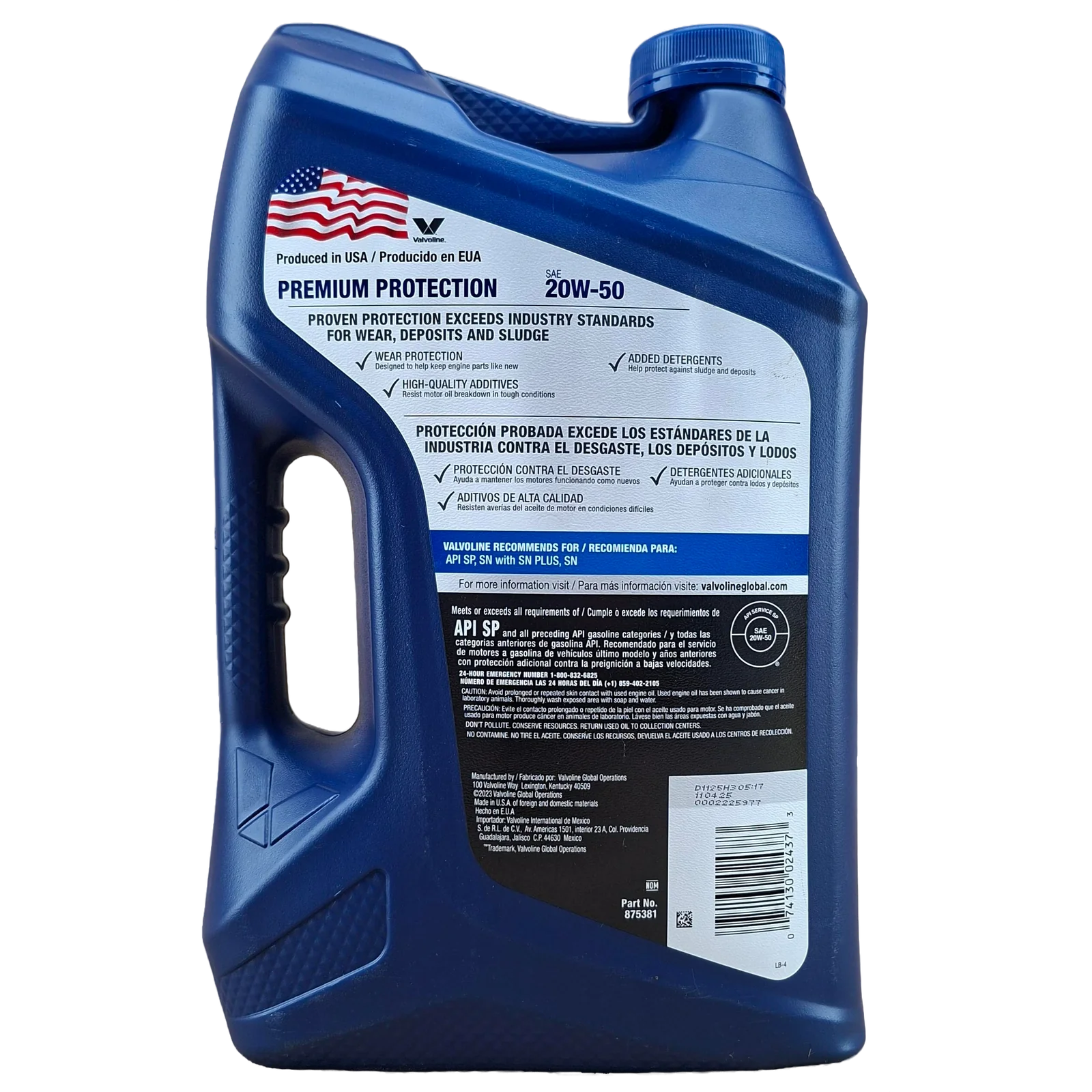 ACEITE 20W50 VALVOLINE GARRAFA 5.1 CUARTOS