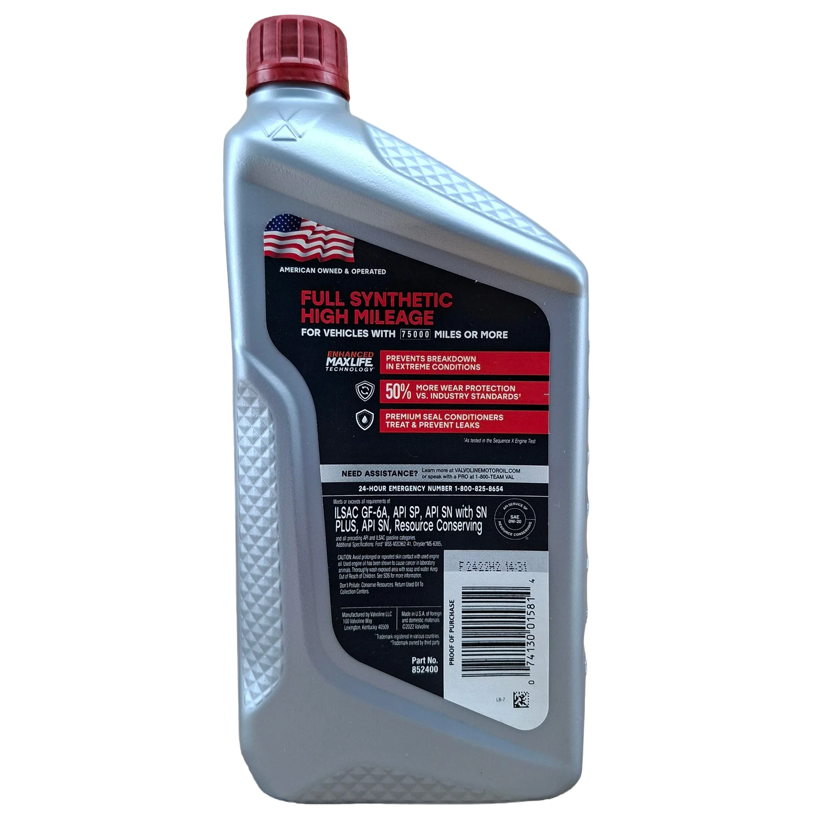 CUARTO 0W20 SINTETICO MAXLIFE VALVOLINE