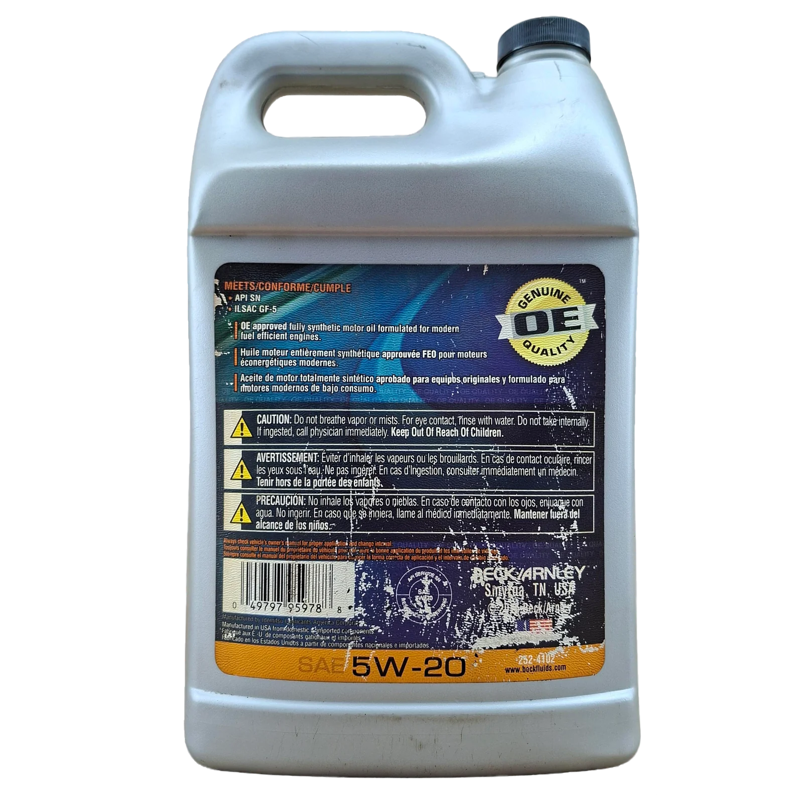 ACEITE 5W20; 100% SINTETICO; 1 GAL