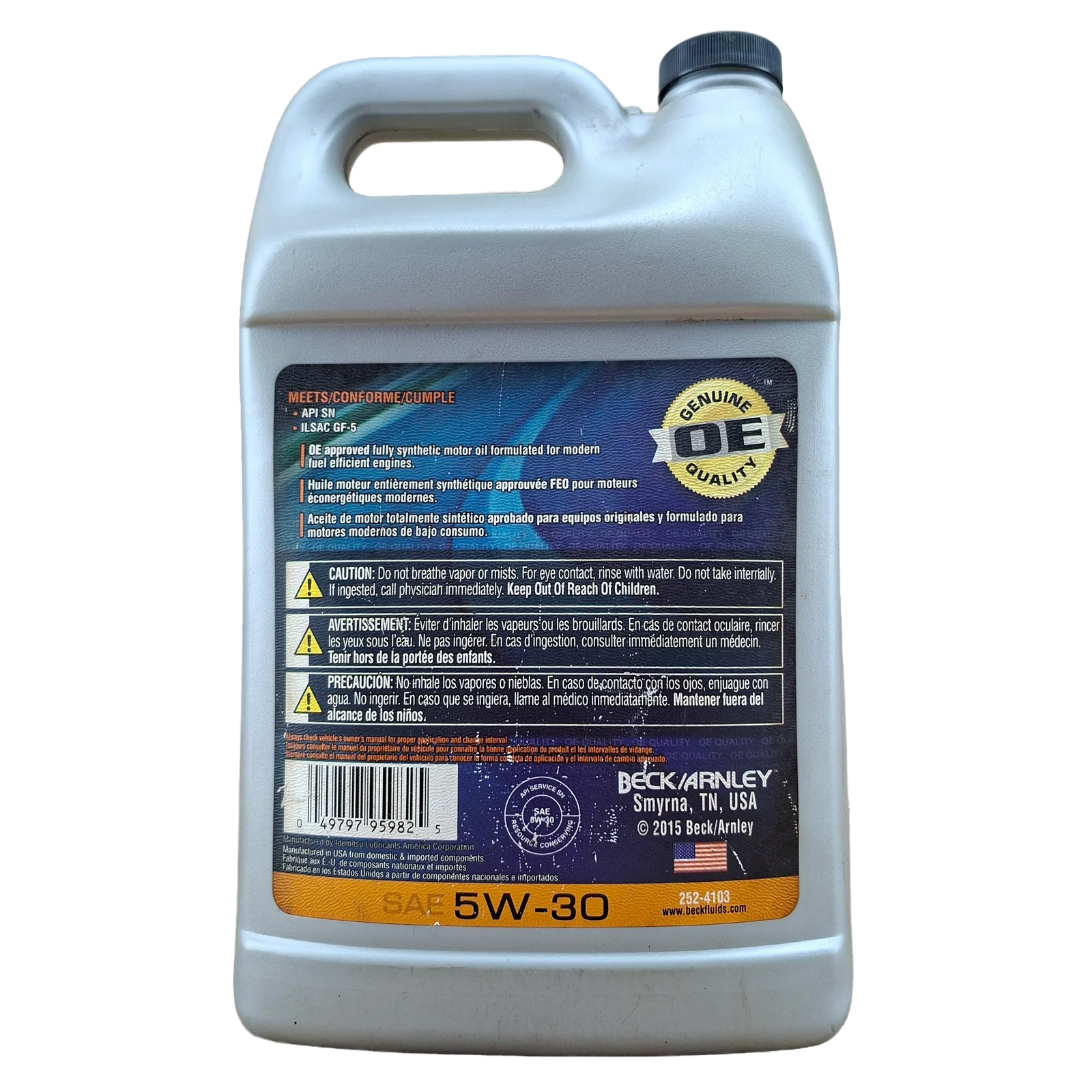 ACEITE 5W30; 100% SINTETICO; 1 GAL