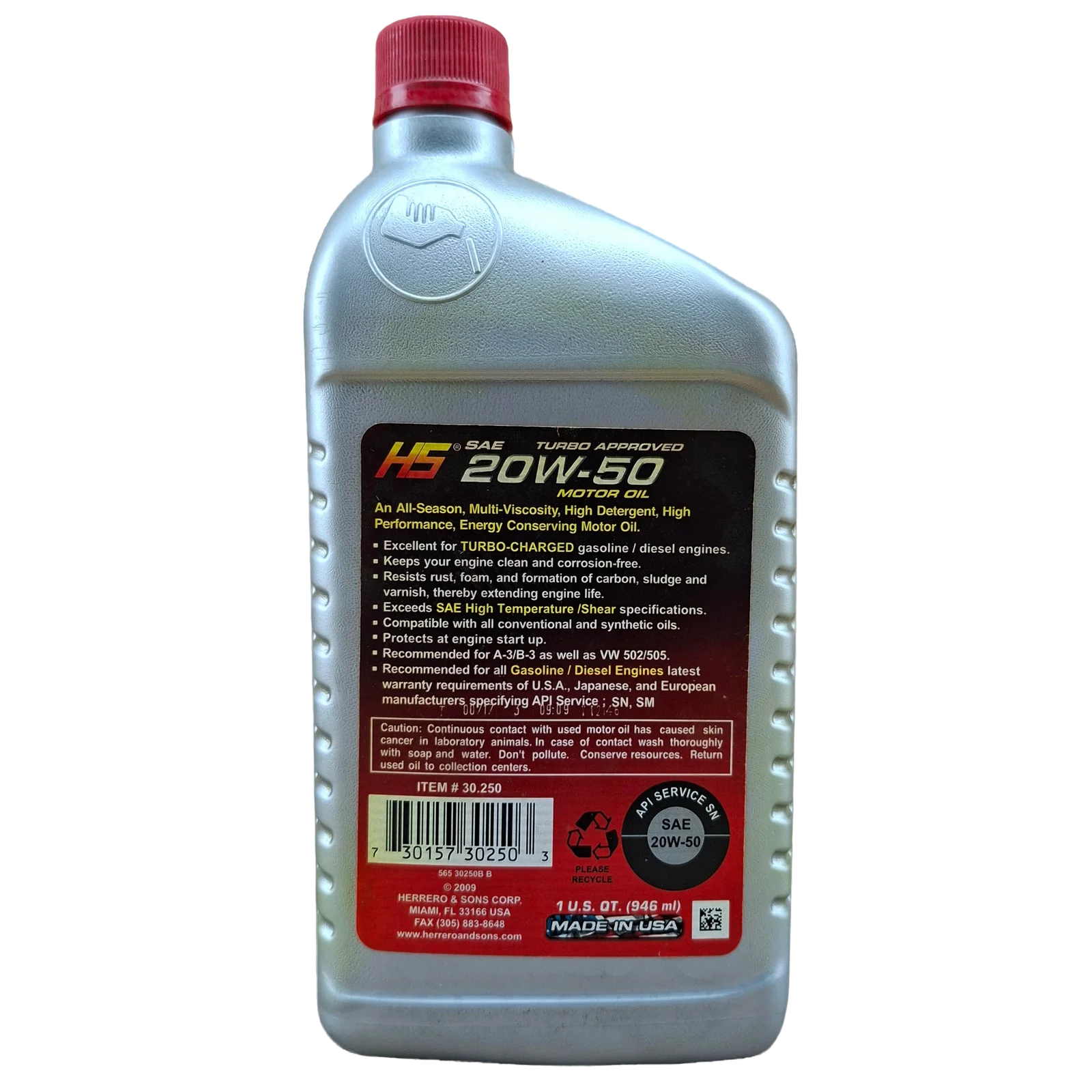 ACEITE 20W50 EN CUARTOS HS X3M